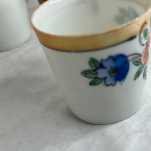Japanese Tashiro Shoten Hand Painted Porcelain Demitasse Cup Floral Design - Picture 13 of 16